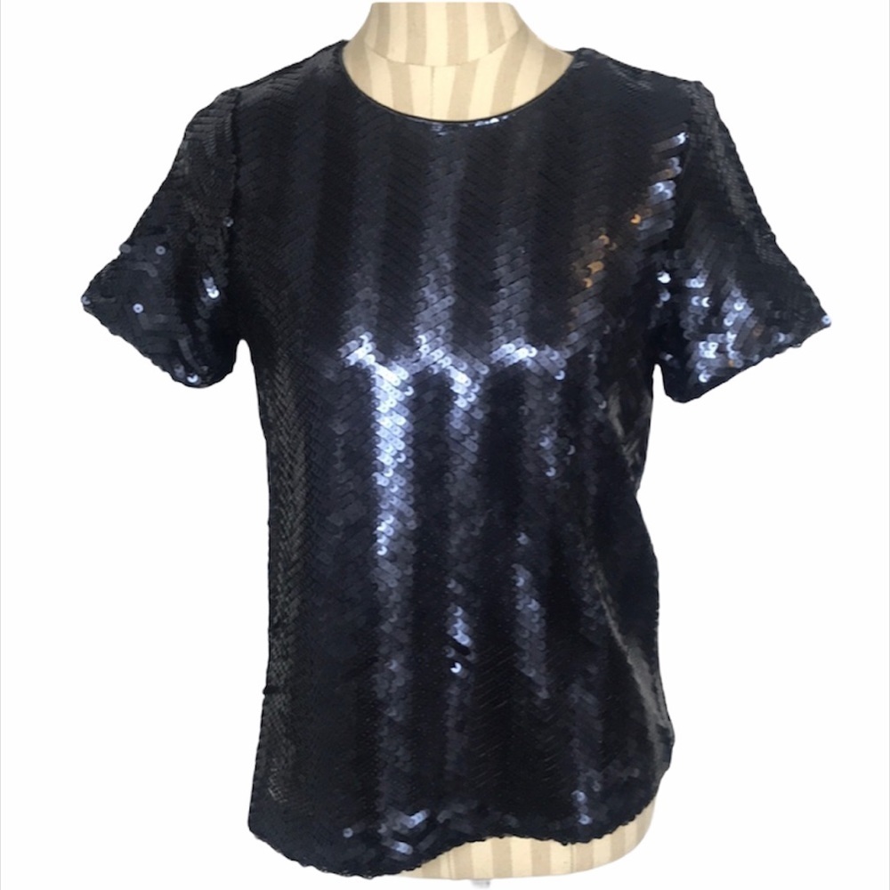 J by J.O.A. Blue Sequined Top Size S